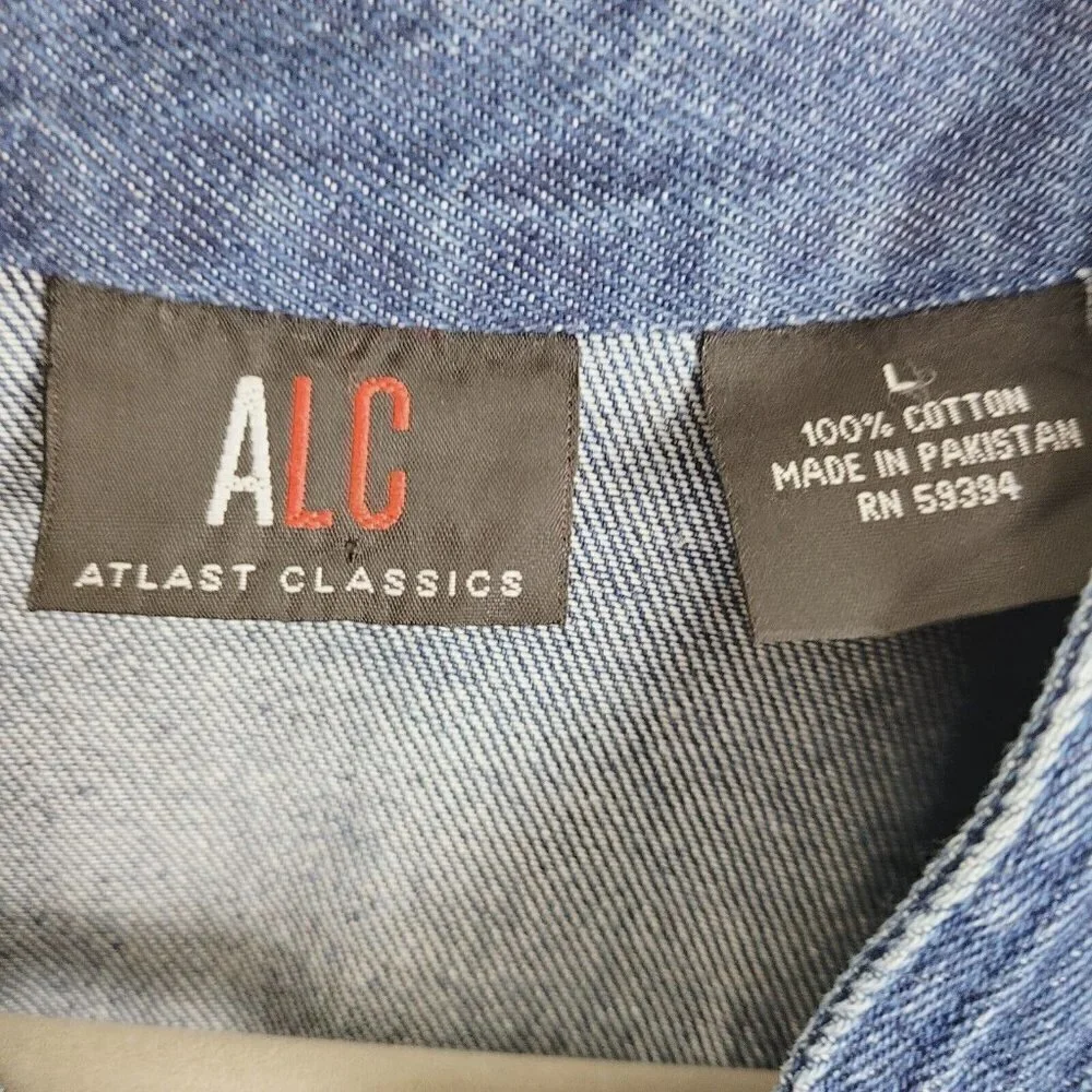 ALC Sz Large Denim Jean Jacket Blue Medium Wash Women's Casual Wear Fall Winter